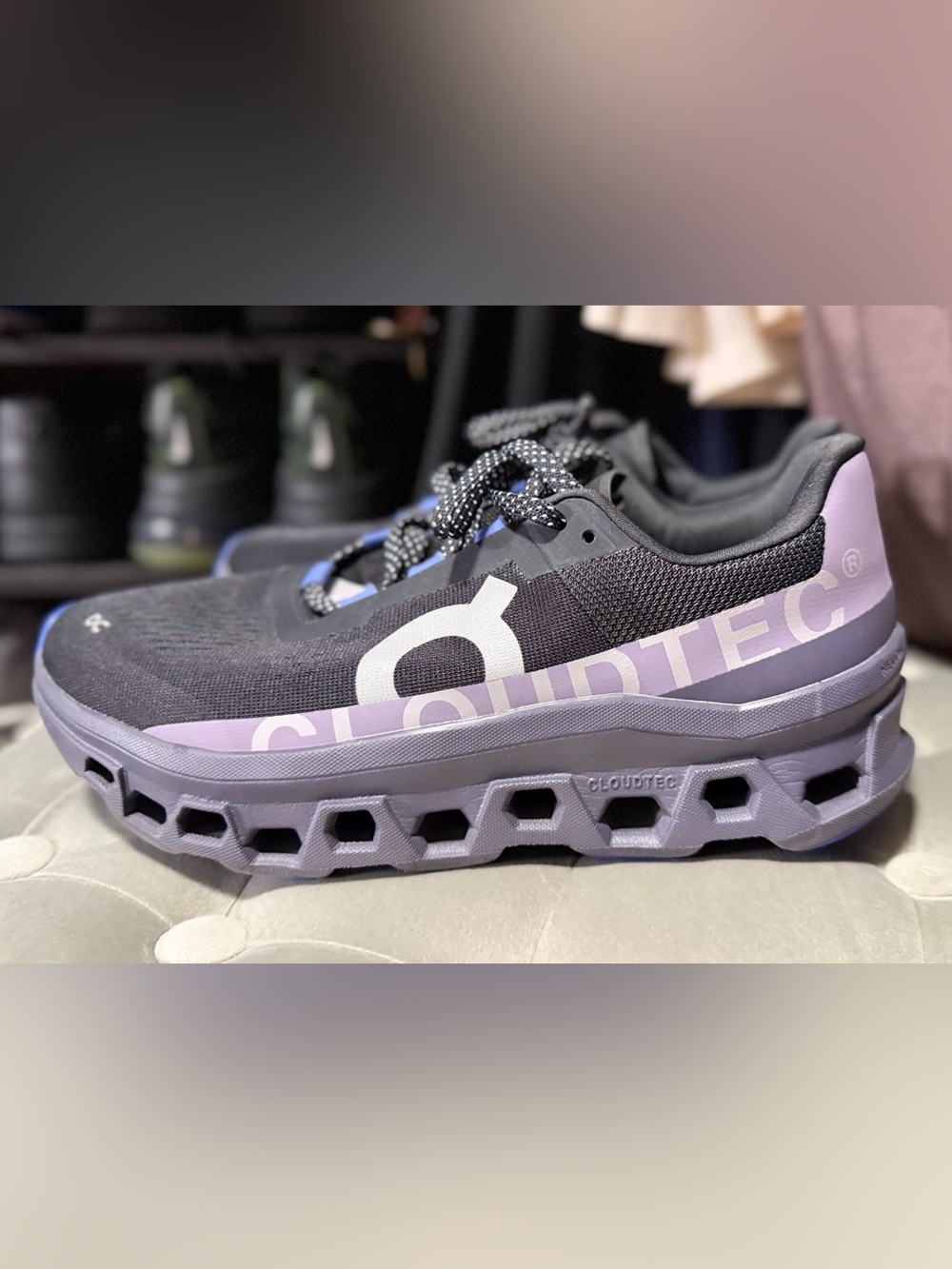 On Running Cloudtec Black and Lavender Men’s Running Shoe